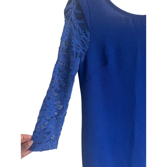 AKIRA Chicago Women's Lace Sleeve Bodycon Mini Dress S Open Back Royal Blue - Picture 10 of 14
